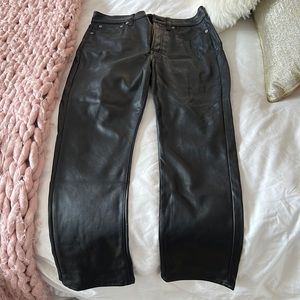 High Rise Faux-Leather Vintage Slim Jeans, Short GAP